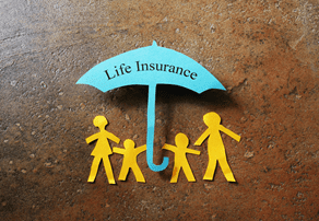 paper cutouts with life insurance umbrella