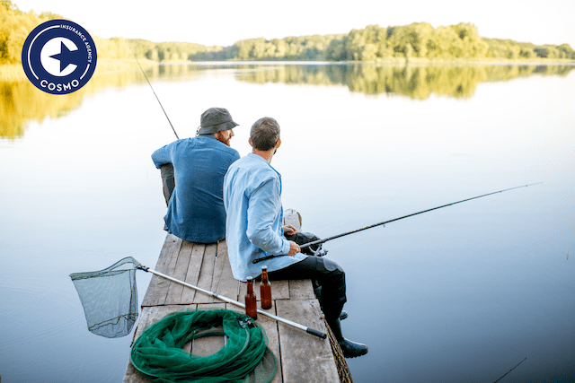 two men fishing from dock