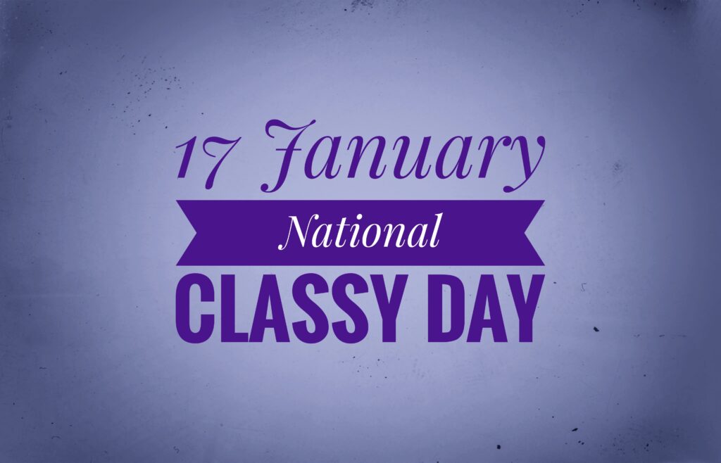 17,January,National,Classy,Day.text,Design,Illustration,On,Purple,Background